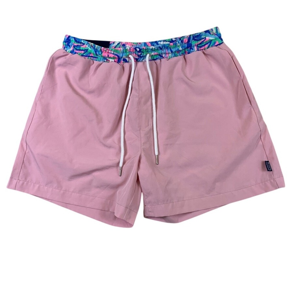 Simply Southern‎ Mens Pink Abstract Waistband Swim Trunks Size M Board Shorts